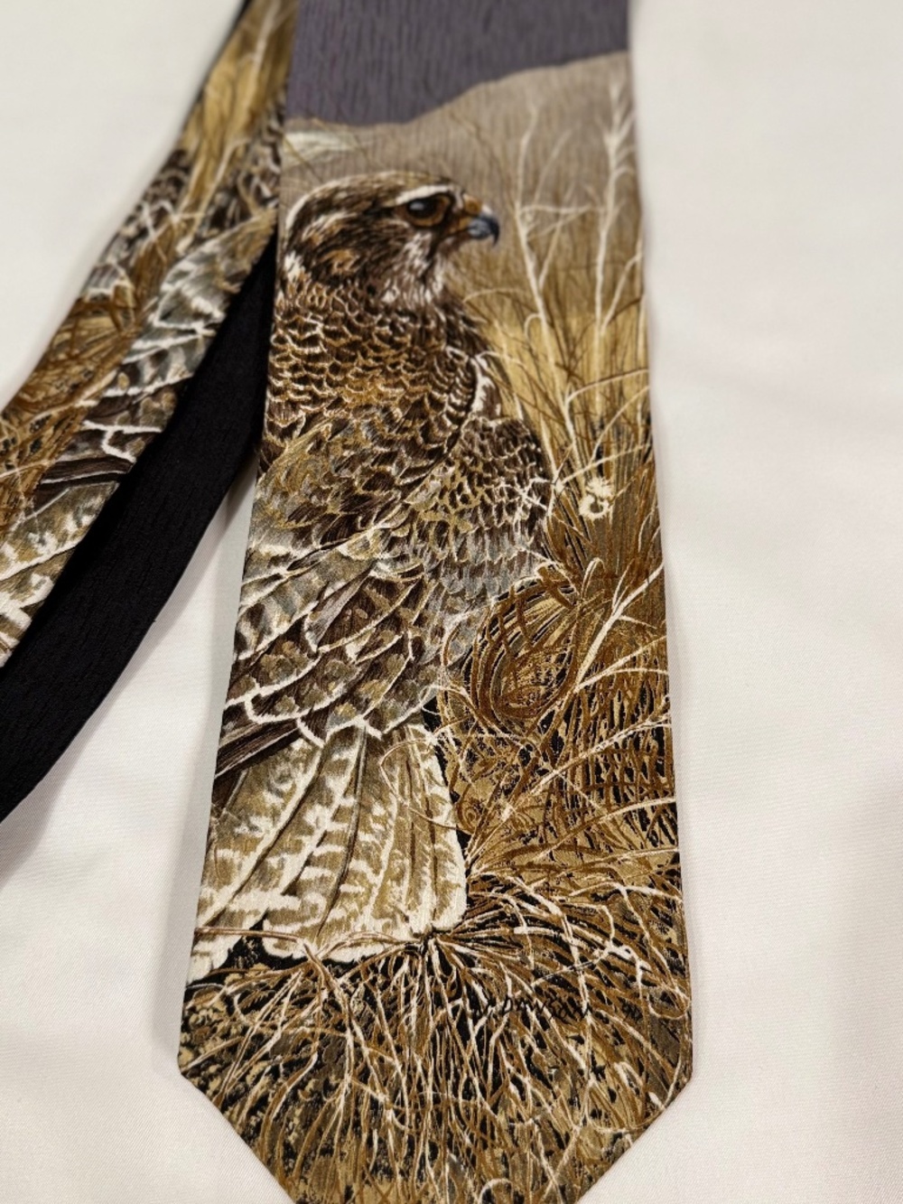 Vintage John Dawson Hunting The Ridge Silk Hawk Tie